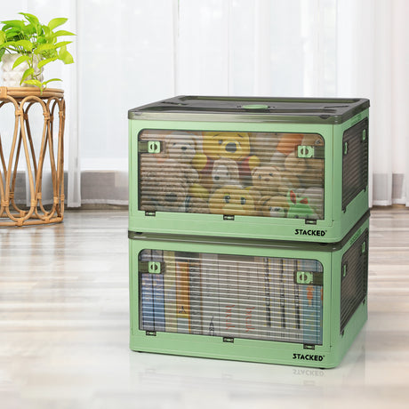 Storage Containers Stackable Lid Clothes S Green Small-2018816654397542406