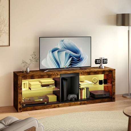 Levede TV Stand Cabinet Glass Display Storage Shelves-2011971130453266438
