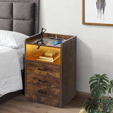 Levede Bedside Table USB Charger Outlet LED Oak - Close-Up Angle