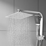 High Pressure Shower Head Set Rain Square Silver-2006733185240666118