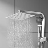 High Pressure Shower Head Set Rain Square Silver - Rear View