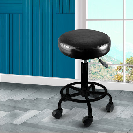 Levede Salon Stool Swivel Bar Stools Black with Black Stand-1954802612826148870