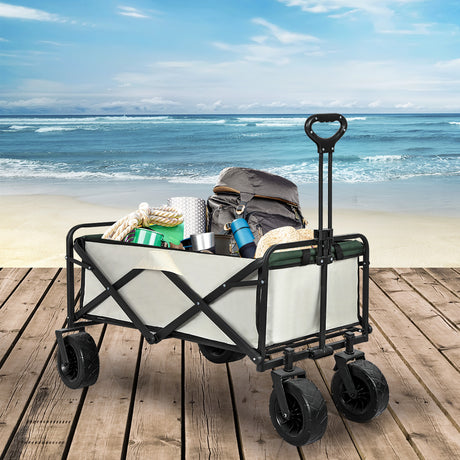 Lambu Garden Camping Trolley Outdoor Beige-2018816823897755654