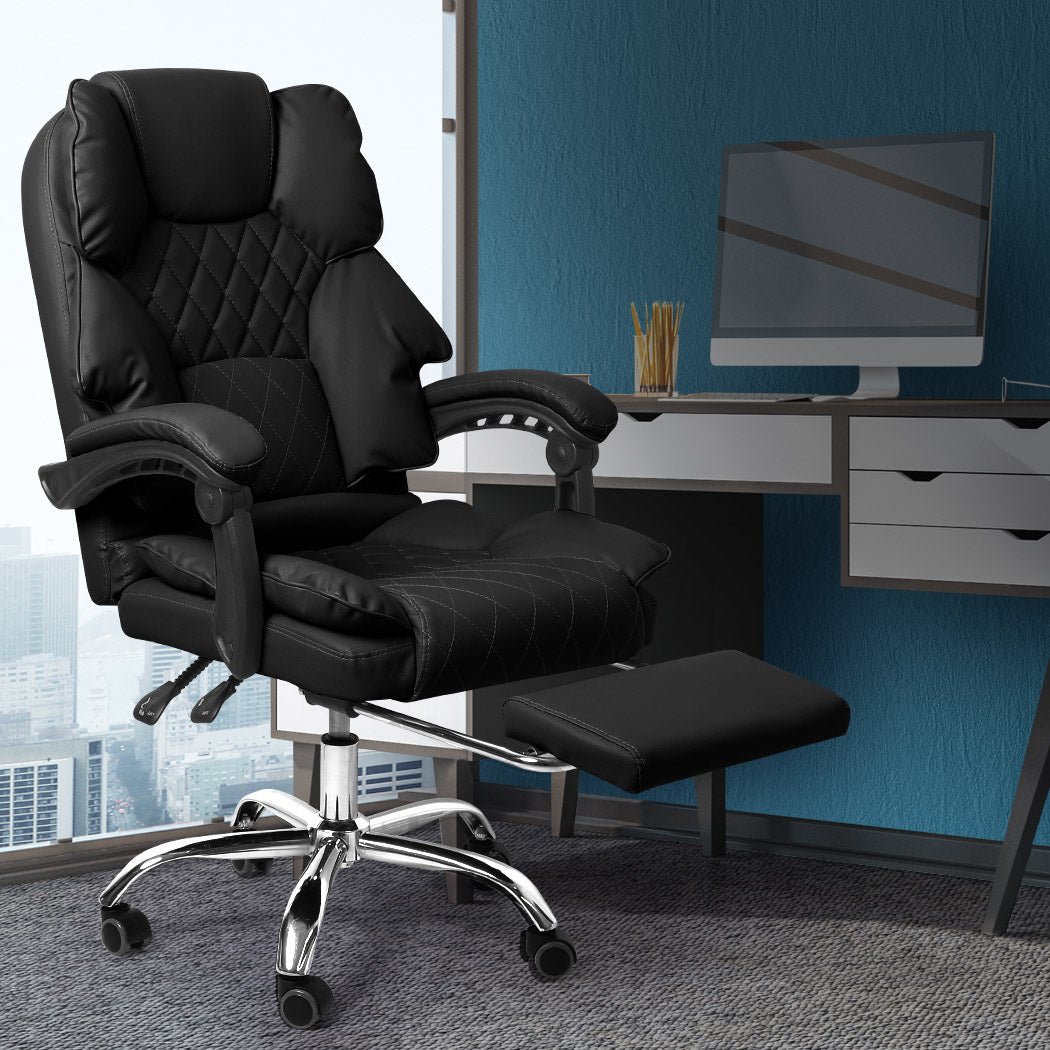 Levede Gaming Chair Office Computer Black Footrest-2018816911806173190