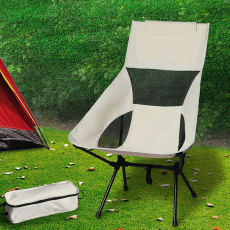 Levede Camping Chair Folding Outdoor Large Beige-1954802882540867590
