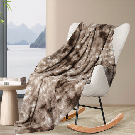 Dreamz Luxury Tie-dyed Blanket Brown 152cm x 203cm-2006732826300518407