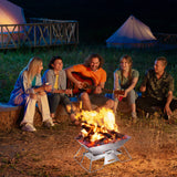 Levede Portable Folding BBQ Charcoal Grill Silver - Rear View