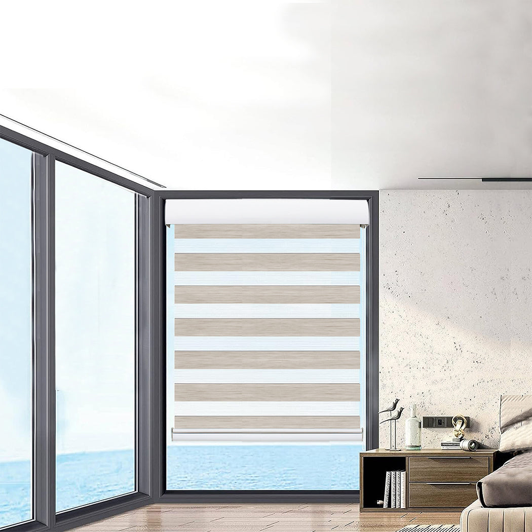 Marlow Blackout Zebra Roller Blind Curtains 90x210 Beige-2018816733699248134