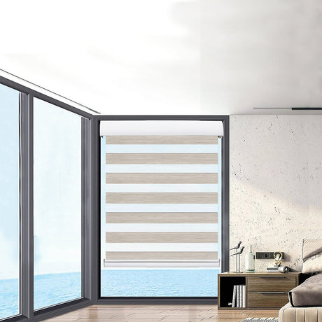 Marlow Blackout Zebra Roller Blind Curtains 90x210 Beige-2018816733699248134