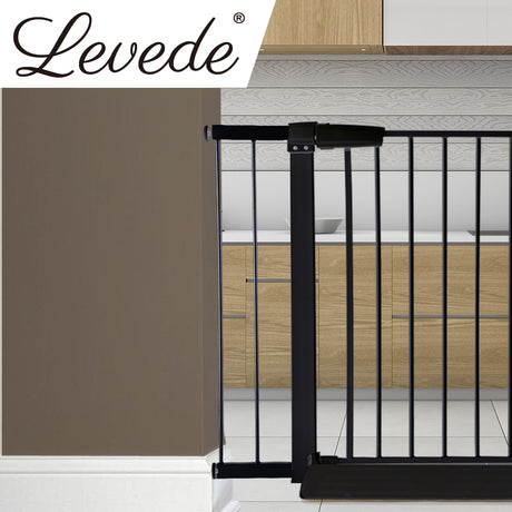 Levede Baby Safety Gate Adjustable Pet Black 10cm Extension-2006733310868459526
