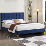 Levede Bed Frame Queen Size Mattress Blue - Rear View