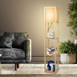 EMITTO Floor Lamp LED Storage Shelf Khaki - Rear View