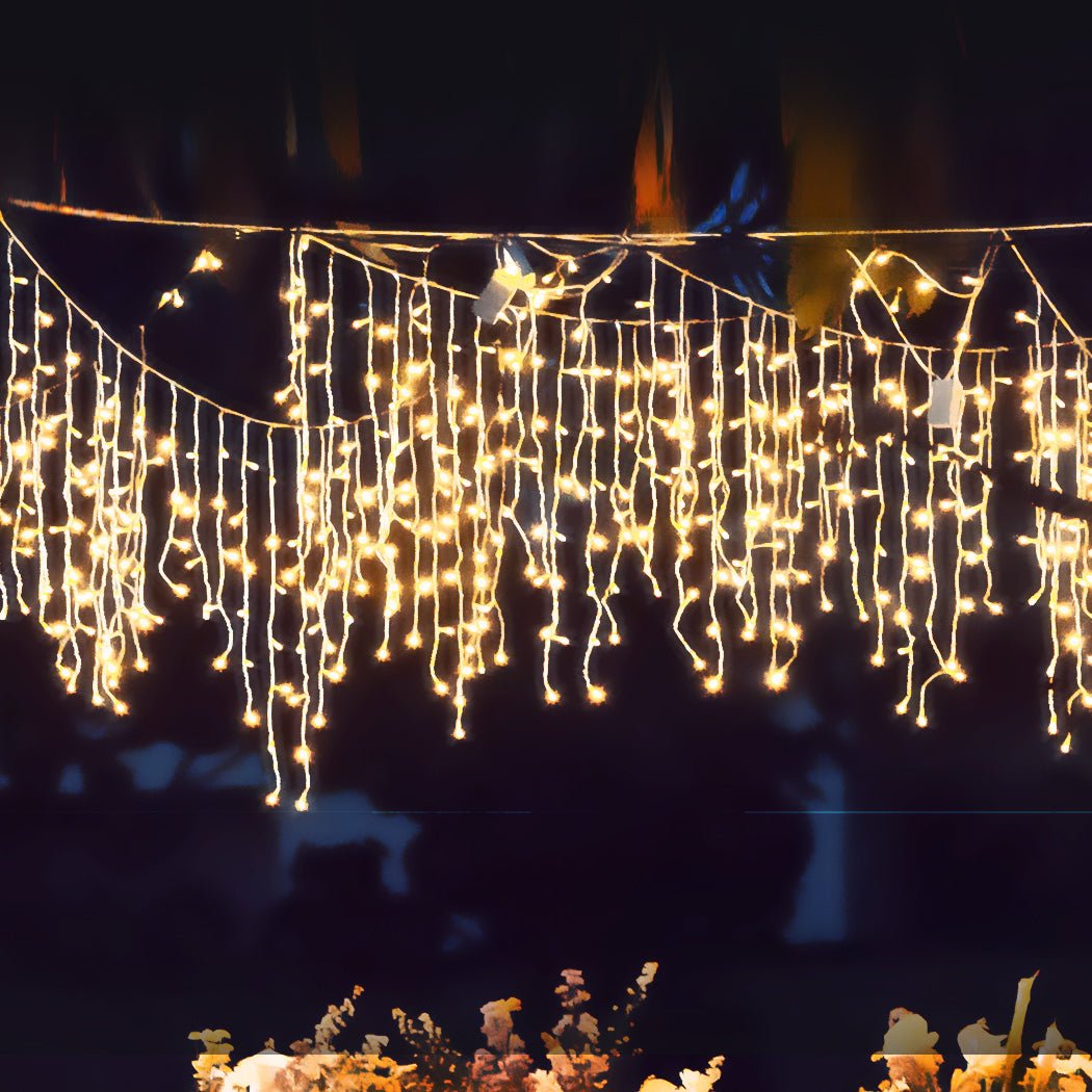 LED Curtain Fairy String Lights Wedding Warm White 300 LED-1954803087713636358