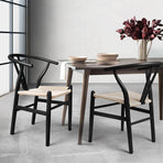 Levede 2x Dining Chairs Wooden Hans Black-2018816937357873158