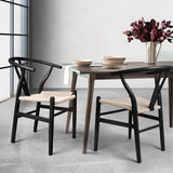 Levede 2x Dining Chairs Wooden Hans Black - Rear View