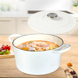 TOQUE 4L Enamel Dutch Oven Pot in White Colour - Rear View