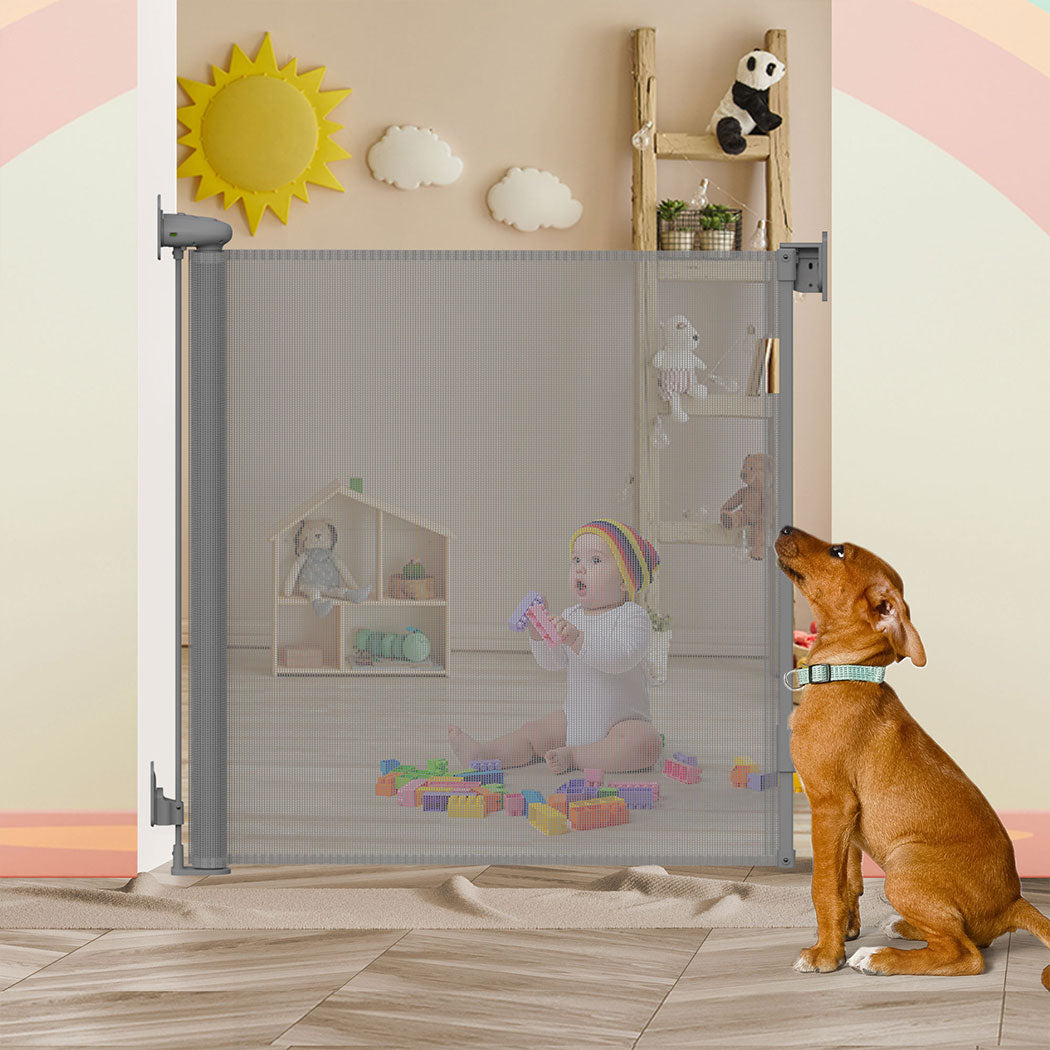 BoPeep Retractable Baby Safety Gates 150cm Grey 150 cm-2006733052298006534