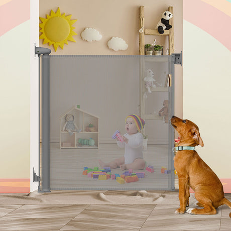 BoPeep Retractable Baby Safety Gates 150cm Grey 150 cm-2006733052298006534