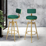 Levede 1x Bar Stools Velvet Kitchen Green - Rear View