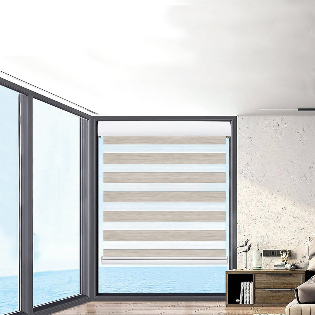 Marlow Blackout Zebra Roller Blind Curtains 120x210 Beige-2018816756495290374