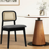 Levede 2x Dining Chair Wood Rattan Armless Black - Rear View