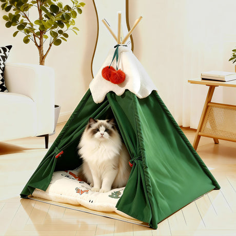 Pawz Pet Tent Dog Cat Tent Bed Washable Indoor Green-2011971126892302342