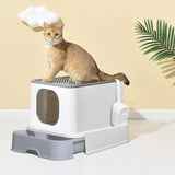 PaWz Cat Litter Box Fully Enclosed Kitty Grey - Rear View