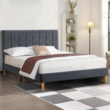 Levede Fabric Bed Frame Double Mattress Grey - Rear View