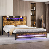 Levede King Bed Frame Storage Headboard Industrial - Rear View