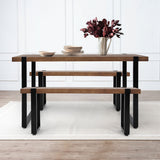 Levede Wooden Dining Sets 1XTable+2X - Rear View