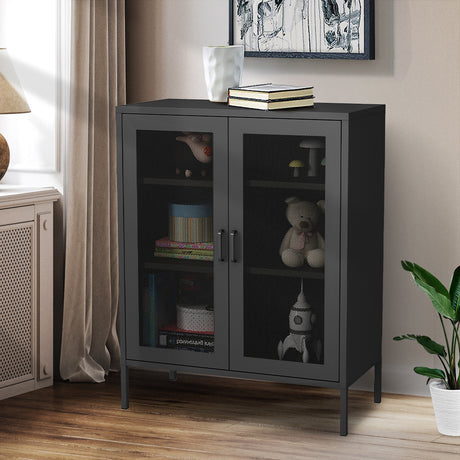 Levede Storage Cabinet Steel Kitchen Black-2006733266635329544