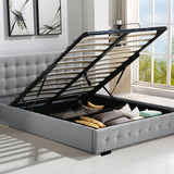 Levede Queen Bed Frame Fabric Tufted Grey - Rear View