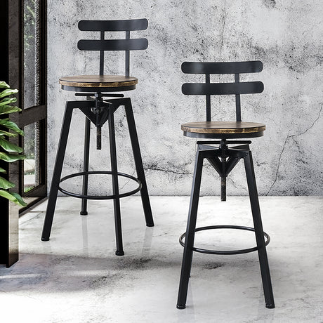 Levede 2x Bar Stool Industrial Adjustable-2006732717995200520