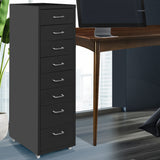 Levede 8 Drawer Office Cabinet Drawers Black - Close-Up Angle