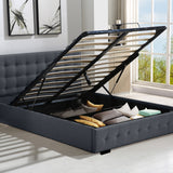Levede Gas Lift Bed Frame Fabric Base Double Dark Grey-2006733222381228038