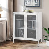 Levede Storage Cabinet Steel Kitchen White - Low Angle