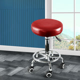 Levede Salon Stool Swivel Barber Stools Red - Rear View