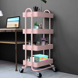 Levede 4 Tiers Kitchen Trolley Cart Pink - Low Angle
