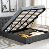 Levede Fabric Bed Frame King Tufted Dark Grey - Rear View