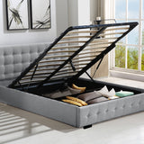 Levede Queen Bed Frame Fabric Tufted Grey - Rear View