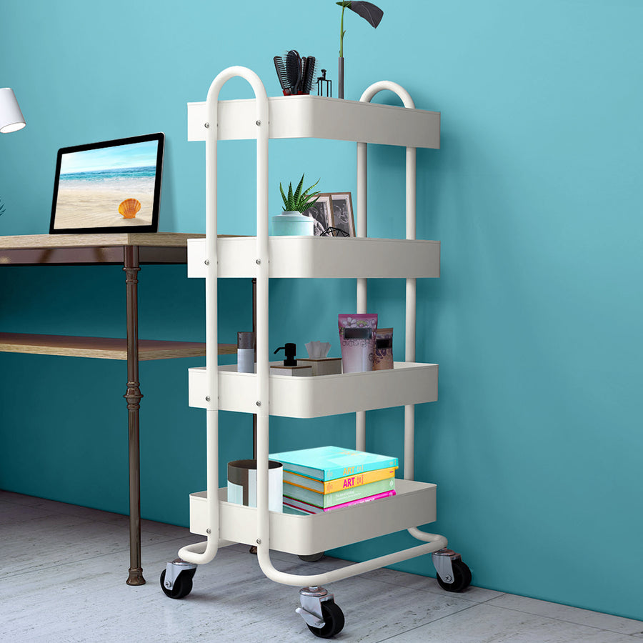 Levede 4 Tiers Kitchen Trolley Cart White-2006733175648292872