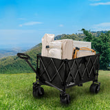 Lambu Folding Wagon Cart Black - Close-Up Angle