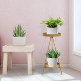 Levede Plant Stand 2 Tiers Outdoor Indoor Gold Medium - Close-Up Angle