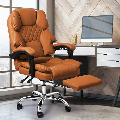 Levede Gaming Chair Office Computer Brown Footrest-2018816909402836999