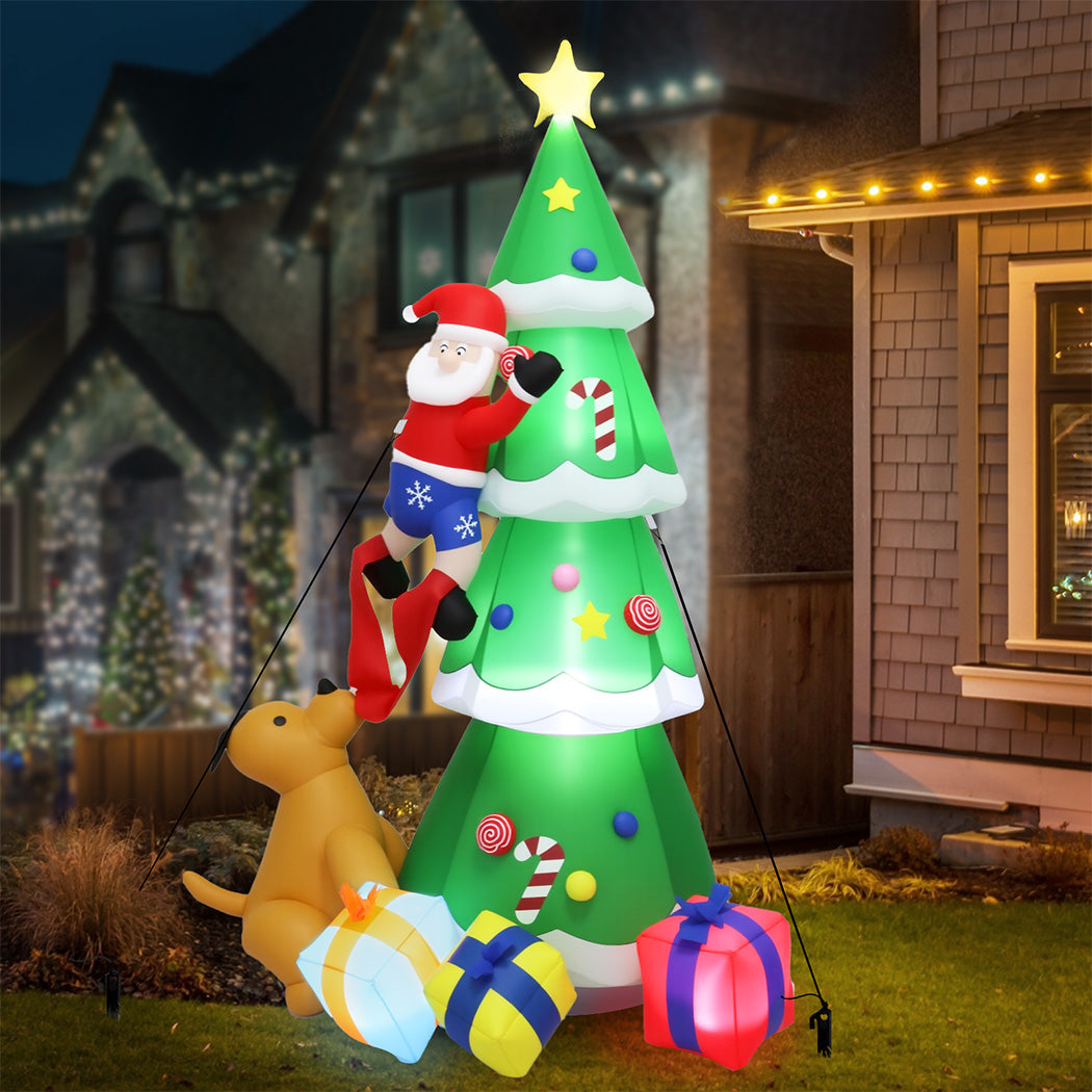 Santaco Inflatable Christmas 2.4M Xmas Tree Santa Claus-1952534170358124551