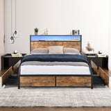 Levede Double Bed Frame RGB LED 4 Drawers USB - Close-Up Angle