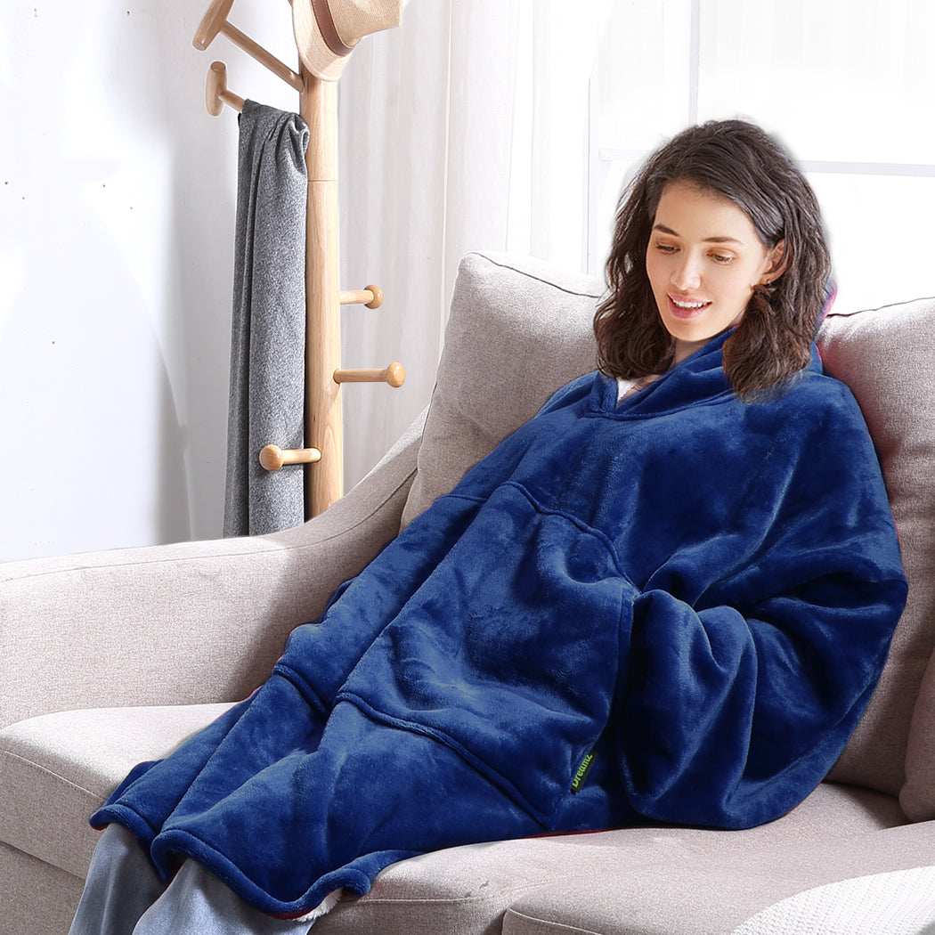DreamZ Blanket Hoodie Adult Sweatshirt Navy Blue-2018816640342429703