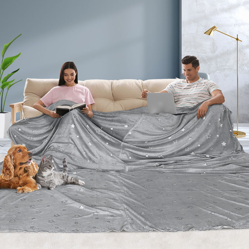 DreamZ 3x3M Large Oversized Blanket Grey Star-2018816714464169991