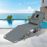 Levede Foldable Beach Lounge Chairs with Face Hole Grey - Close-Up Angle