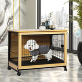 PaWz Wooden Wire Dog Kennel Side End M Medium - Close-Up Angle